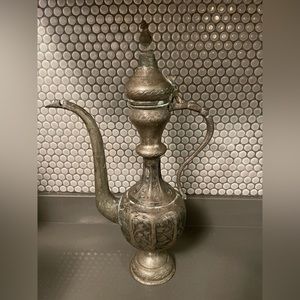 Antique Turkish/ Islamic copper engraved ewer.
